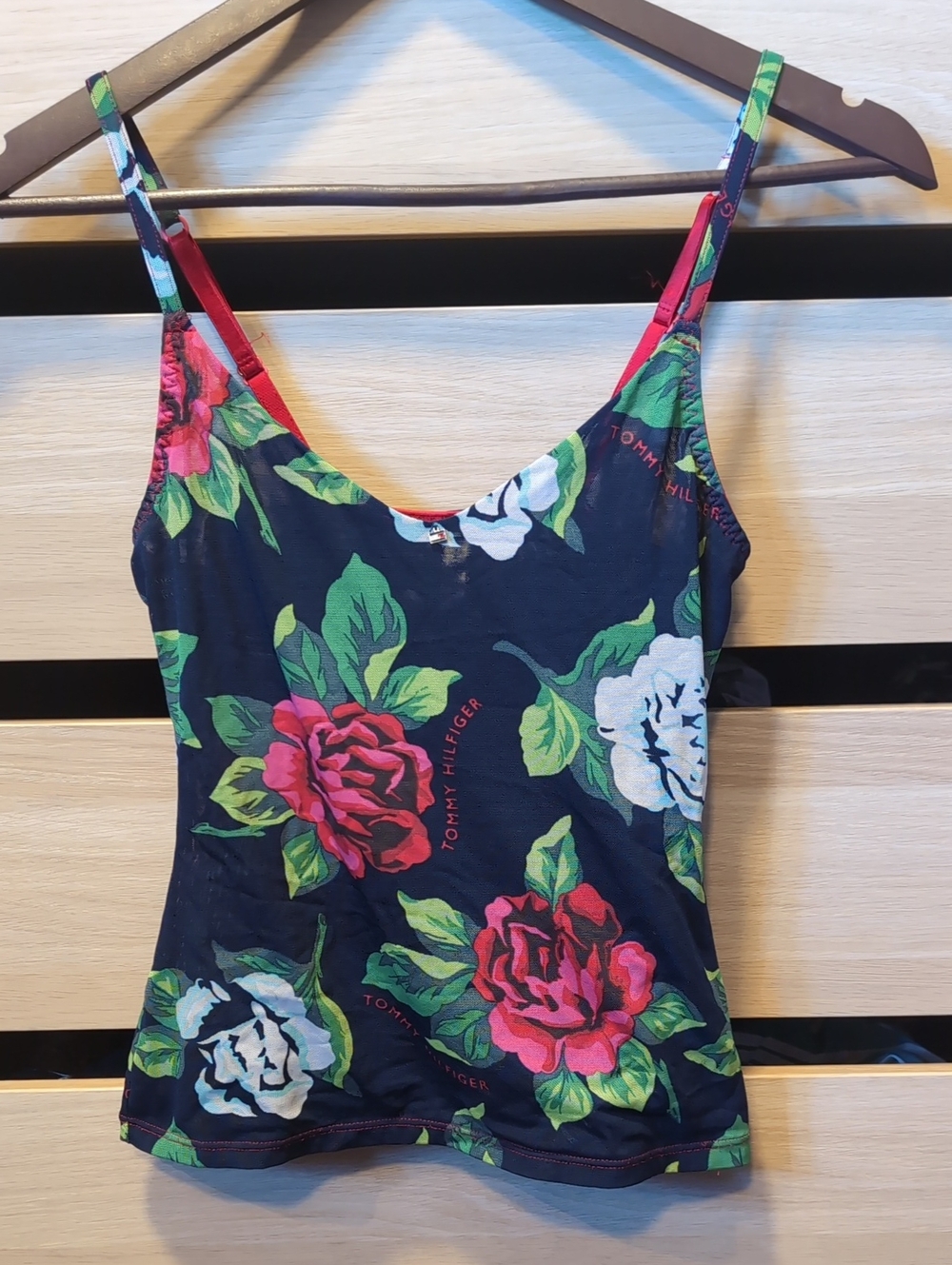 Tommy Hilfiger Navy Floral Cami with Red and White Roses